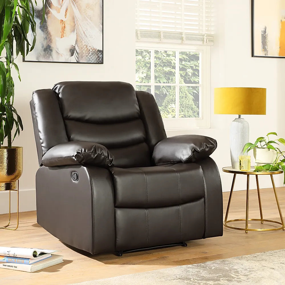 MNS Roma Leather Recliner Sofa Arm Chair (Black/Grey/Brown)