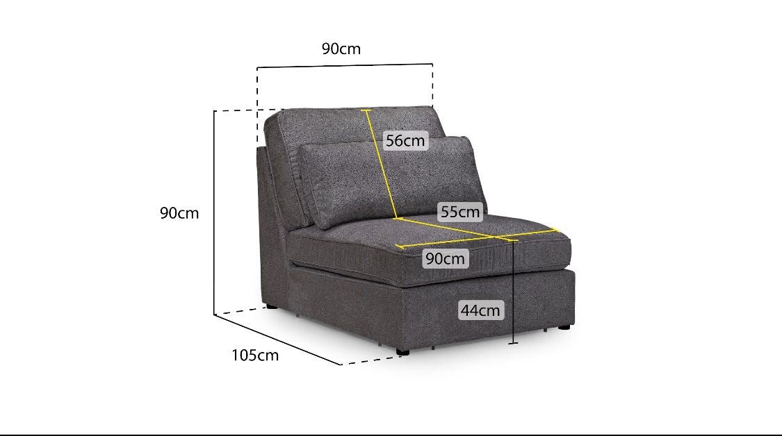 Lola Small Corner Modular Sofa (Available in Chenille Ivory, Mocha or Grey)