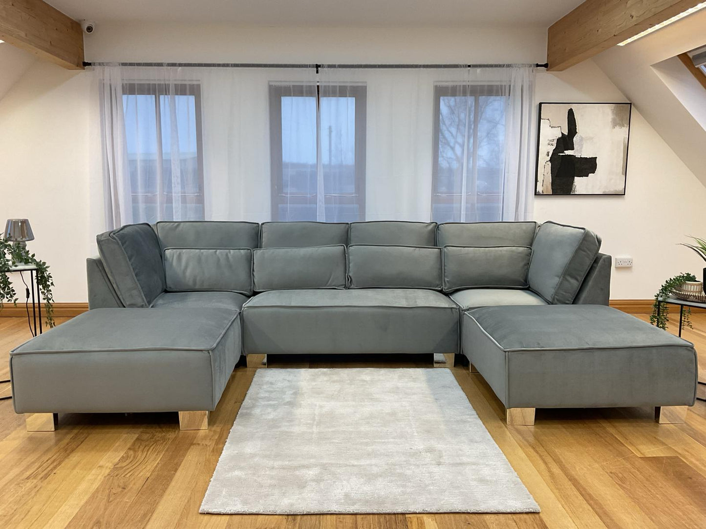 Belgravia U-Shape Sofa (Available in Plush Velvet Black, Cream or Grey)