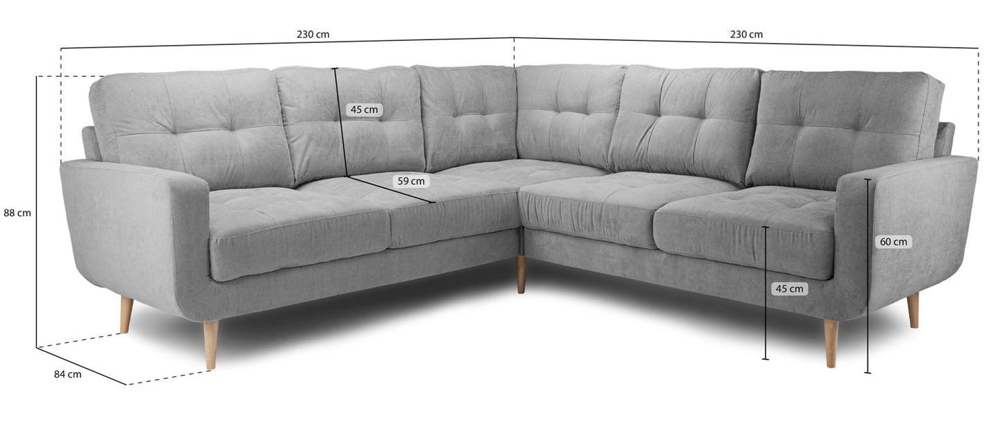 Repton Corner Sofa in Grey Linen