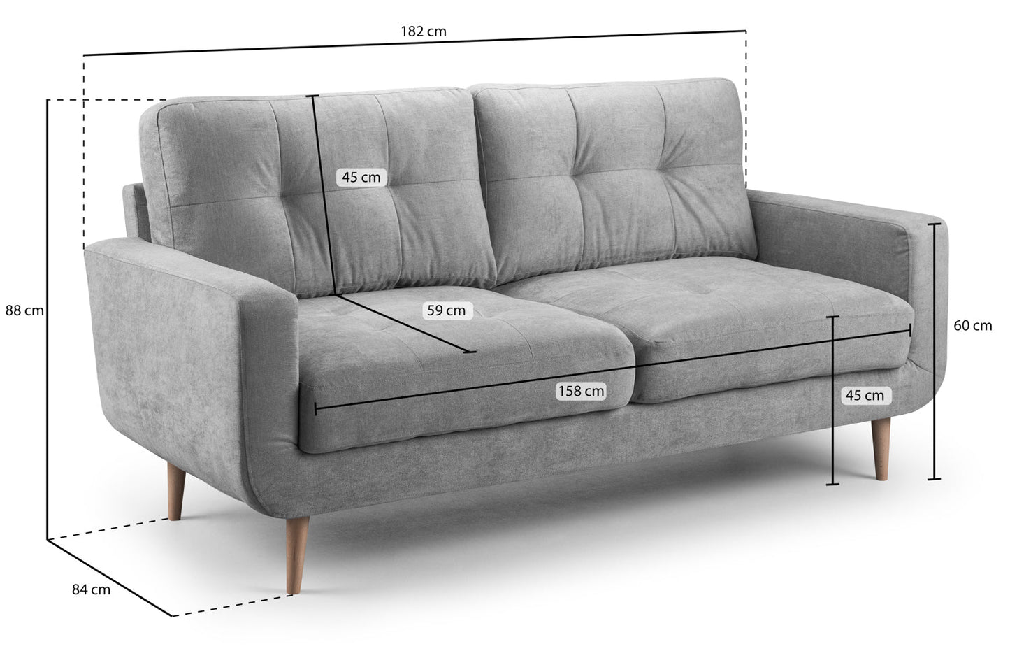 Repton 3 Seat Sofa in Grey Linen