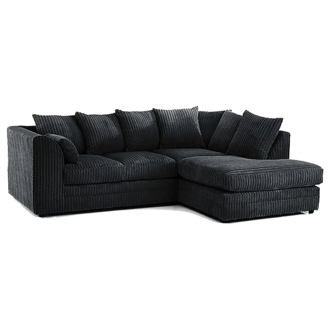 MNS Luxor Fabric Corner Sofa Chocolate | Soft Jumbo Cord 3-4 Seater Corner Sofa