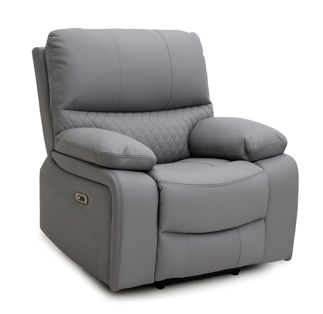 Pentagon Armchair Electric Recliner Sofa (Available in Leather Grey or Black)