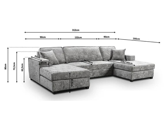 U Shape sofa Bed with Storage
