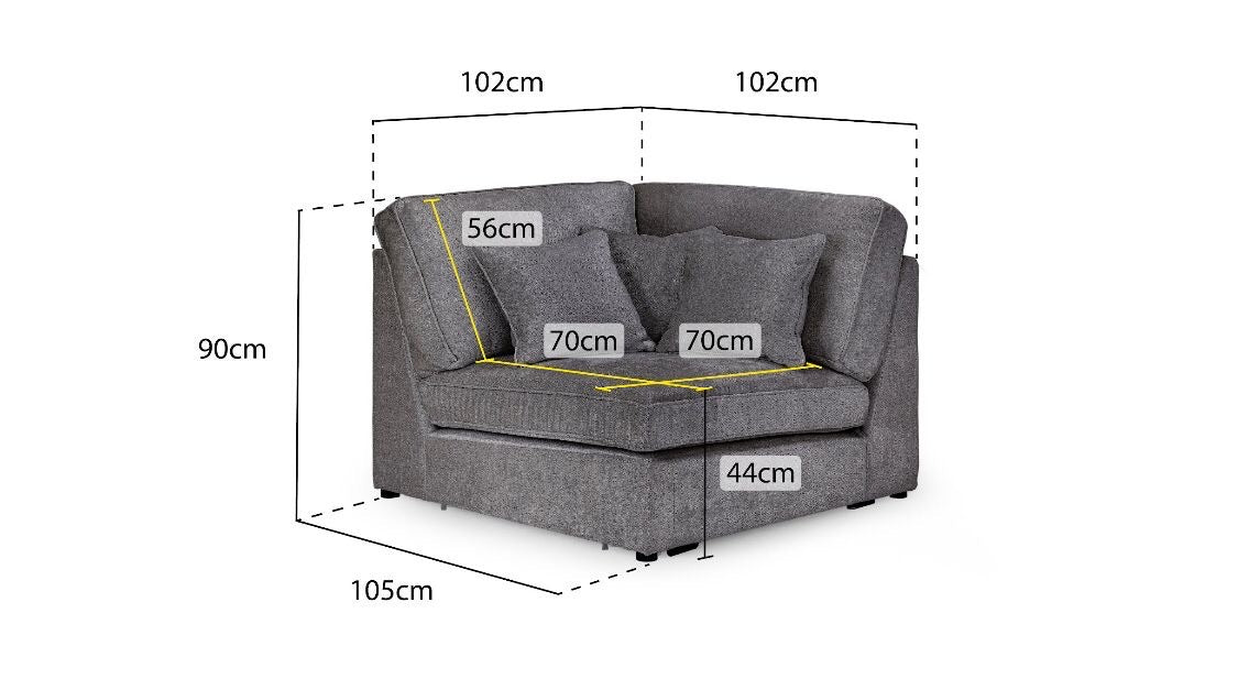 Lola Small Corner Modular Sofa (Available in Chenille Ivory, Mocha or Grey)