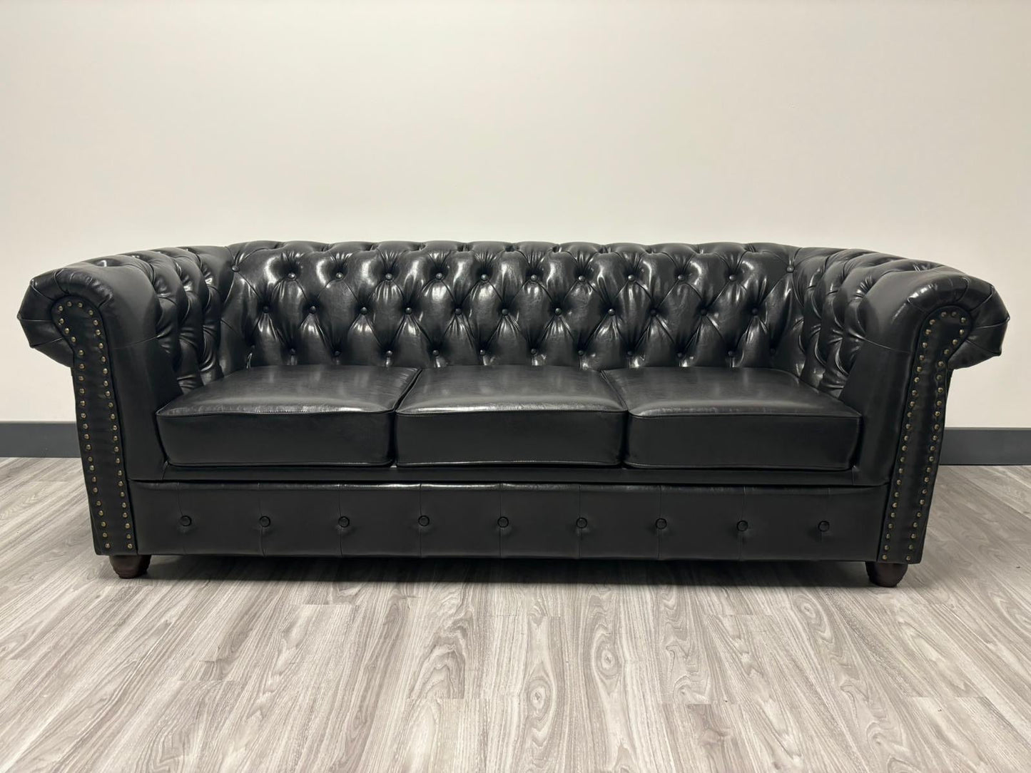 Hampton 3 Seat Chesterfield Leather Sofa (Available in Black Leather, Antique Brown Leather or Oxblood Red Leather)