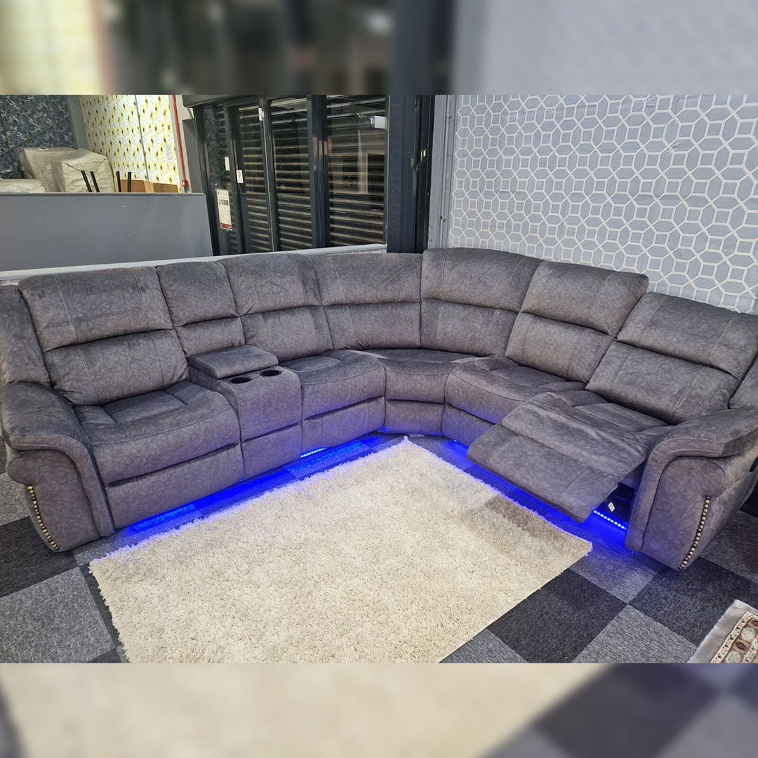 Berlin Electric Recliner Corner Sofa Micro Fibre Fabric