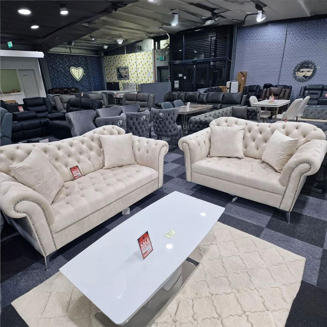 Elegance Chesterfield Sofa 3+2 Cream
