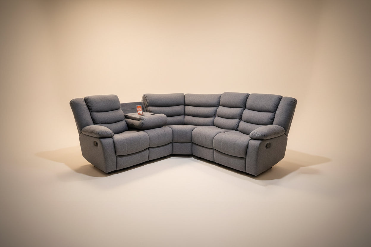MNS Roma Fabric Recliner Corner Sofa Grey MNS (MY NEW SOFA) LTD