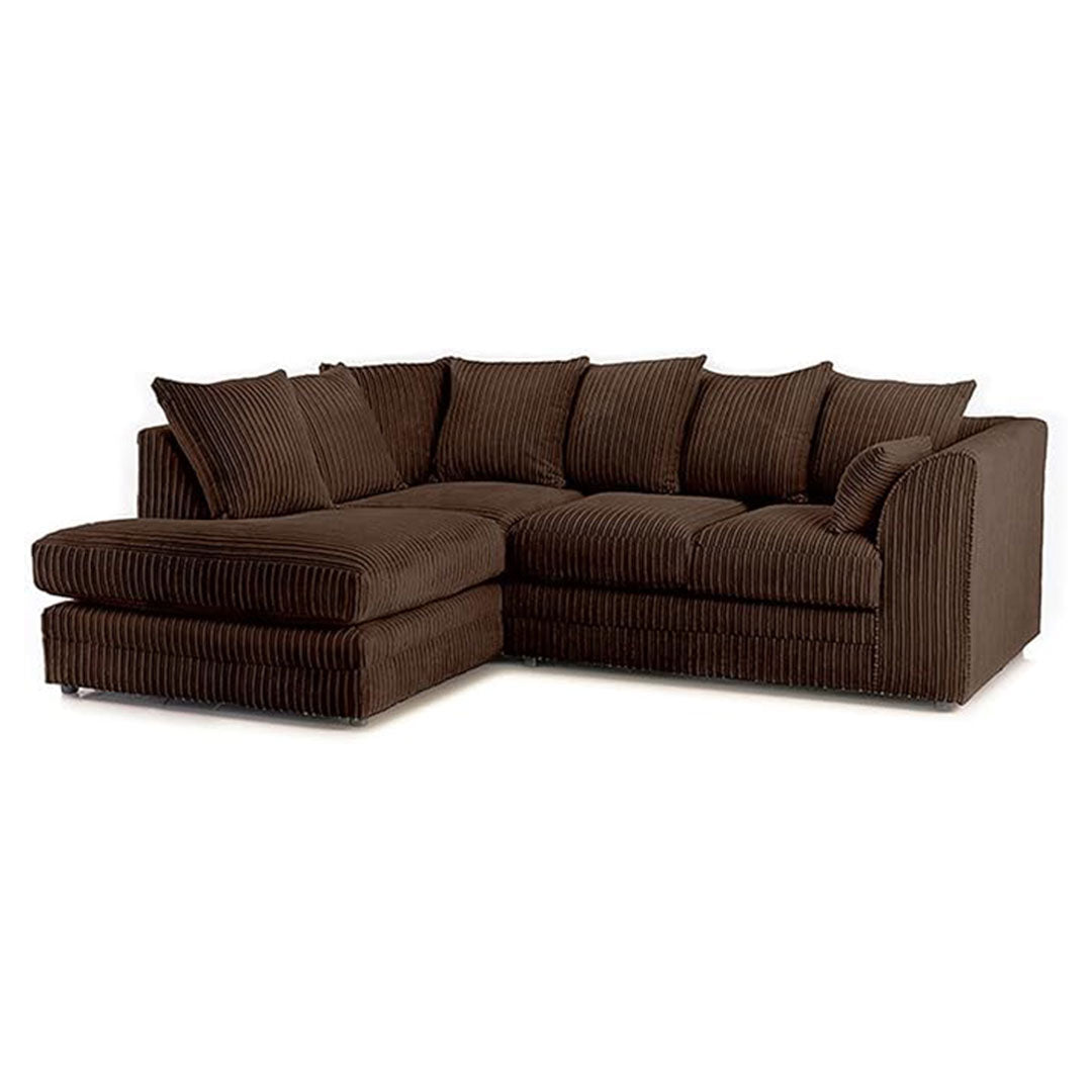 MNS Luxor Fabric Corner Sofa Chocolate | Soft Jumbo Cord 3-4 Seater Corner Sofa
