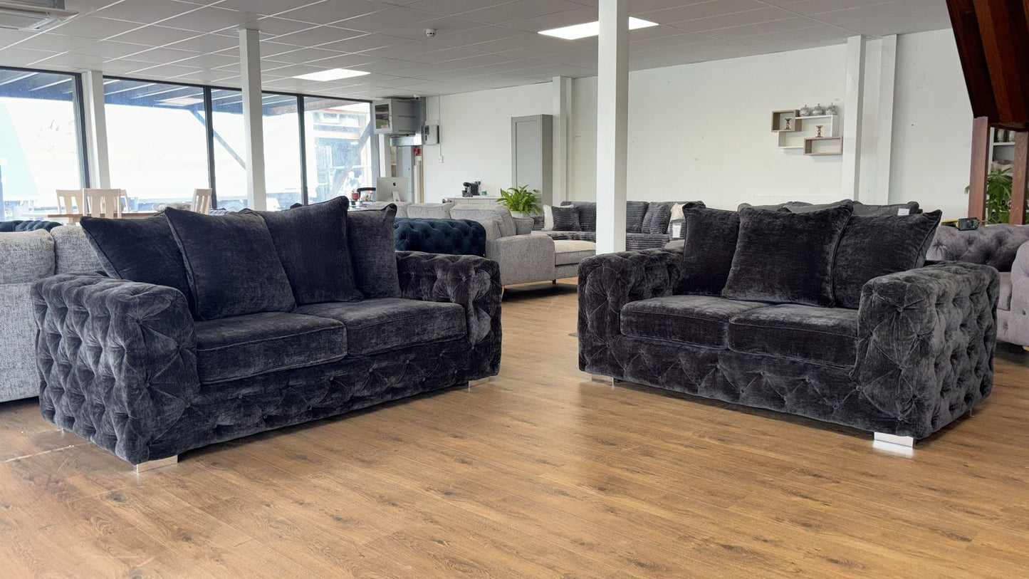Chelsea 2 Seat Sofa in Velvet Charcoal