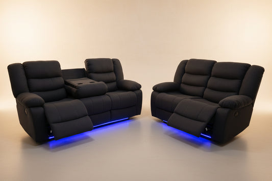 Roma Fabric Electric Recliner Sofa 3+2-Seater With USB/LED/Cup Holder