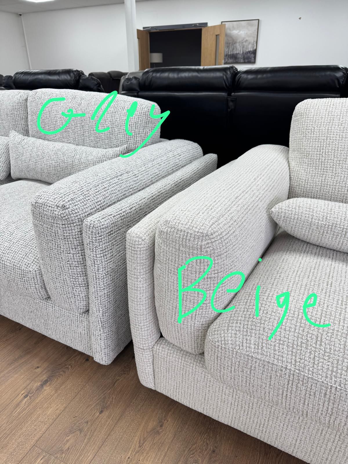 Puglia 3 and 2 Seat Sofa Bundle Deal (Available in Tweed Beige or Grey)