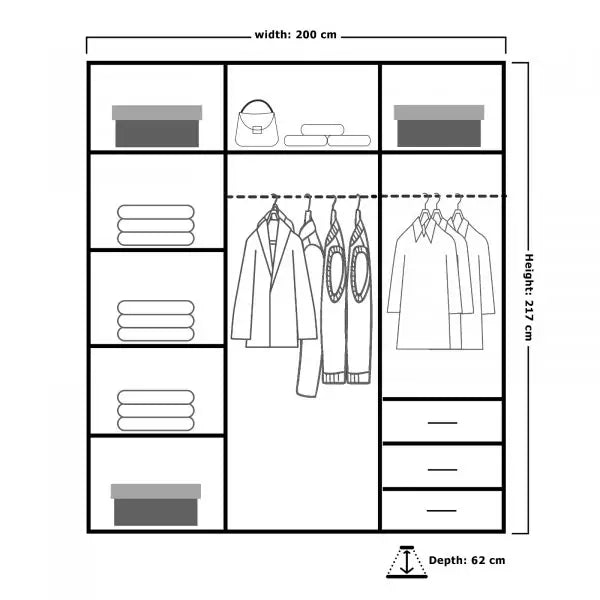 COLLIN VOTAN BLACK SLIDING WARDROBE 200/250cm