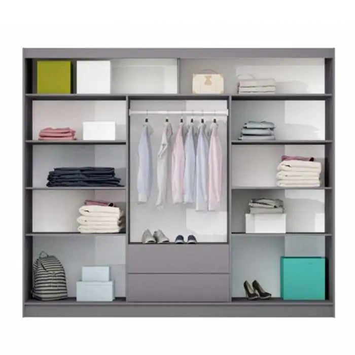 250cm Virginia Sliding Door Wardrobe (White or Grey)