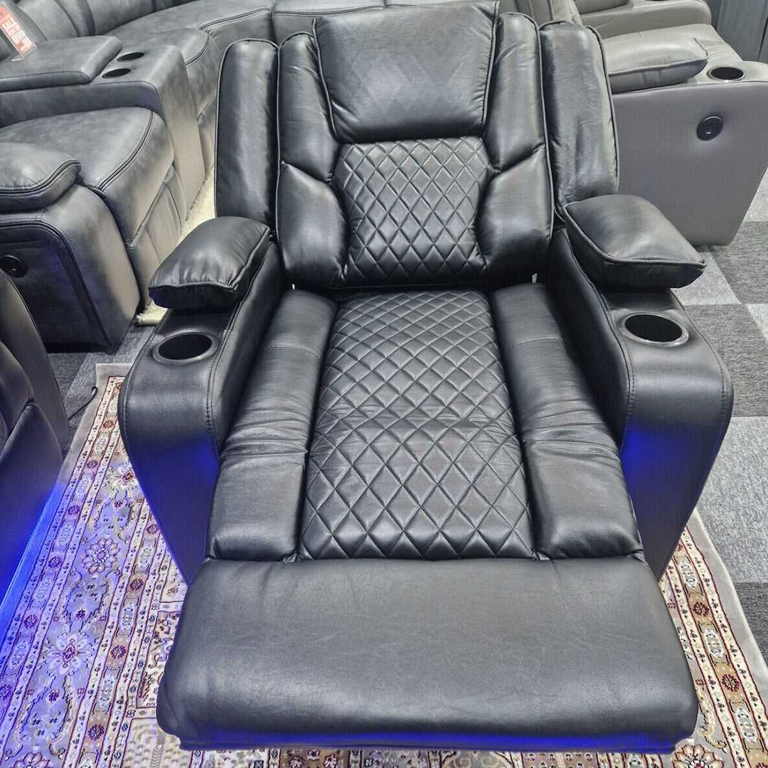 Orlando Electric Recliners Leather Arm Chair (Black, Grey,Brown) /LED LIGHTS/USB PORTS