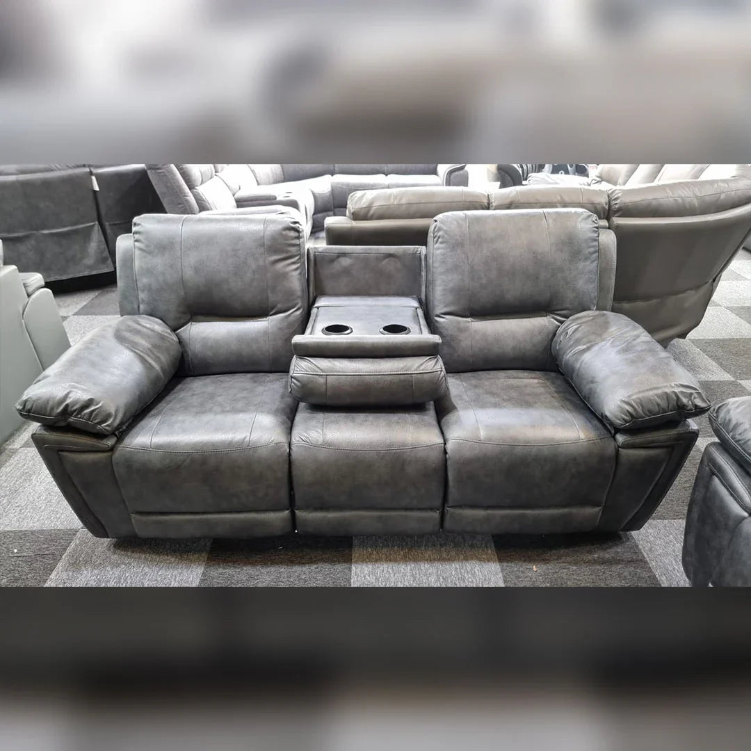 Sara Leather Electric Recliner 3+2 Sofa Grey