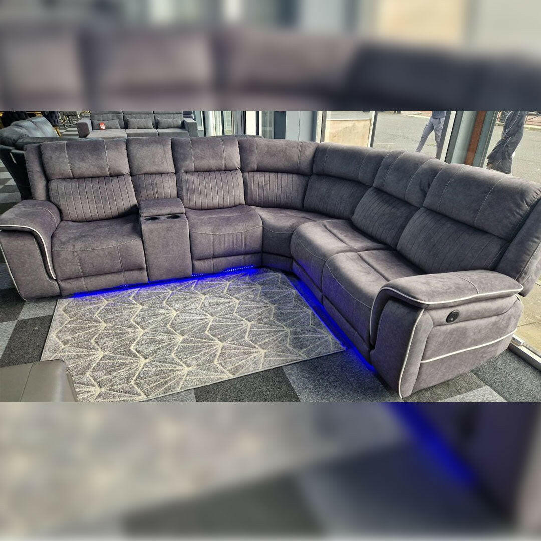 sofa hub Hannah Electric Recliner Corner Sofa Micro Fibre Fabric