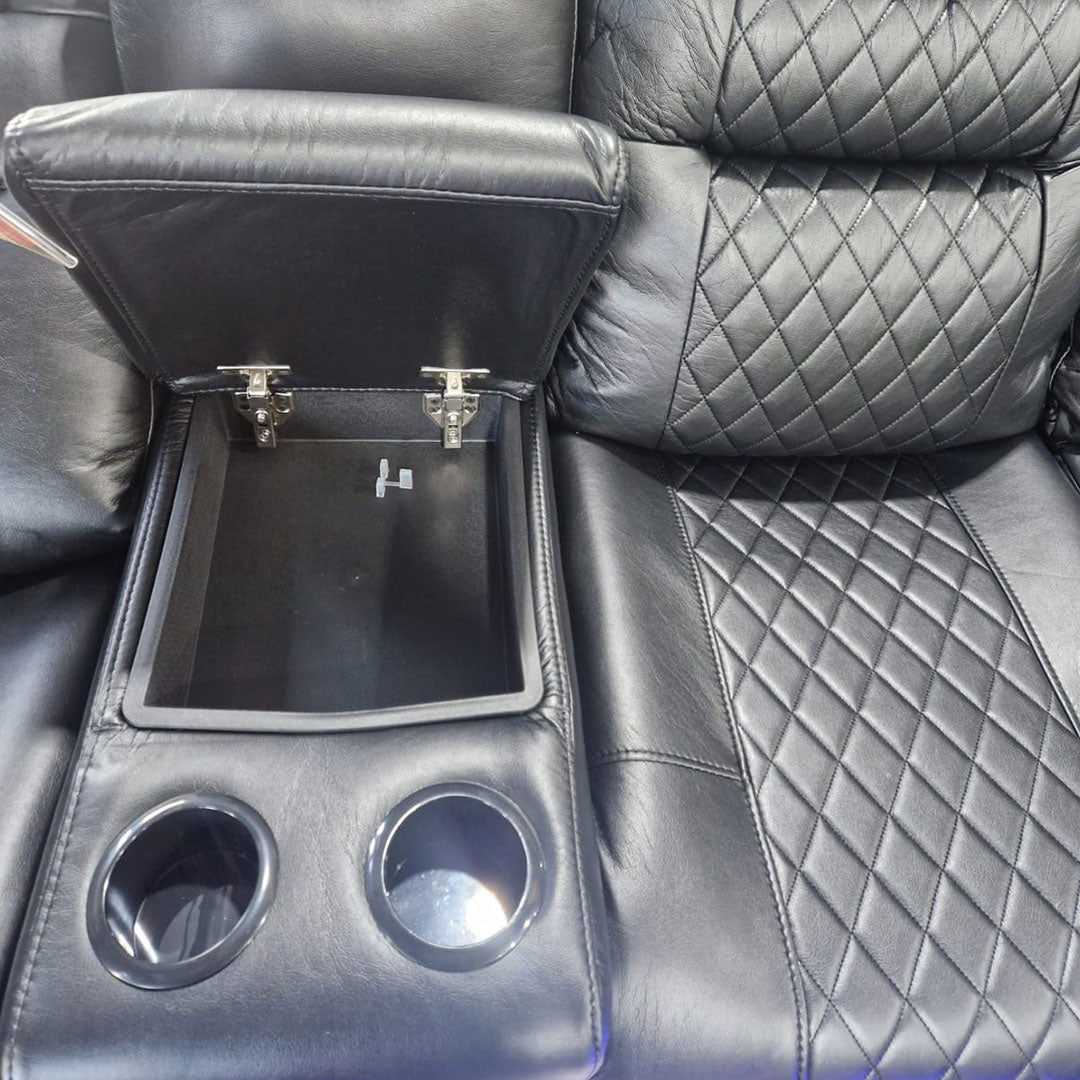 Halifax Leather Electric Recliner Corner Sofa(Black,Grey,Beige)-USB Ports/LED LIGHTS/CUP HOLDERS
