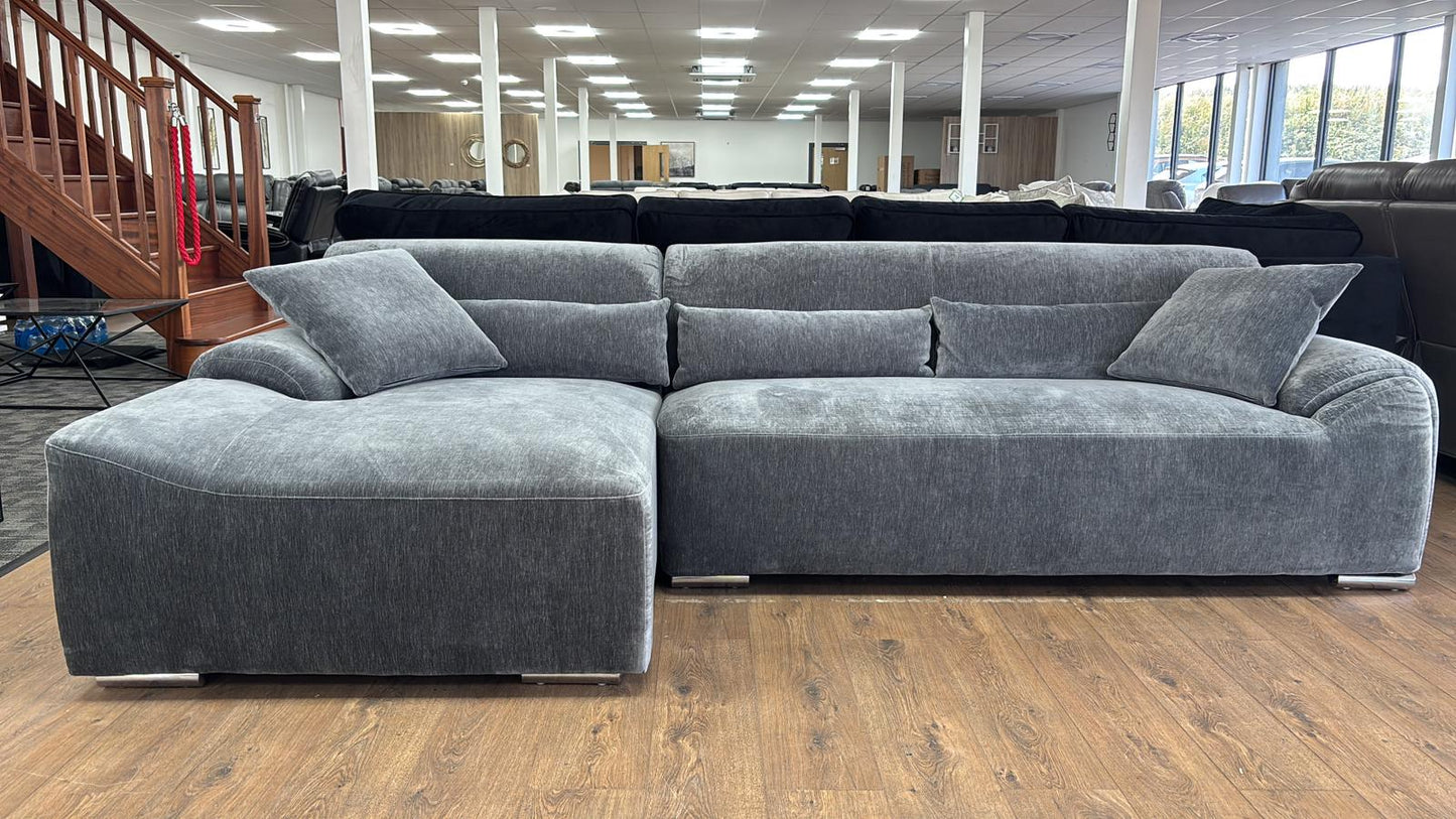 Madrid Corner Sofa (Available in Chenille Charcoal or Ivory)|