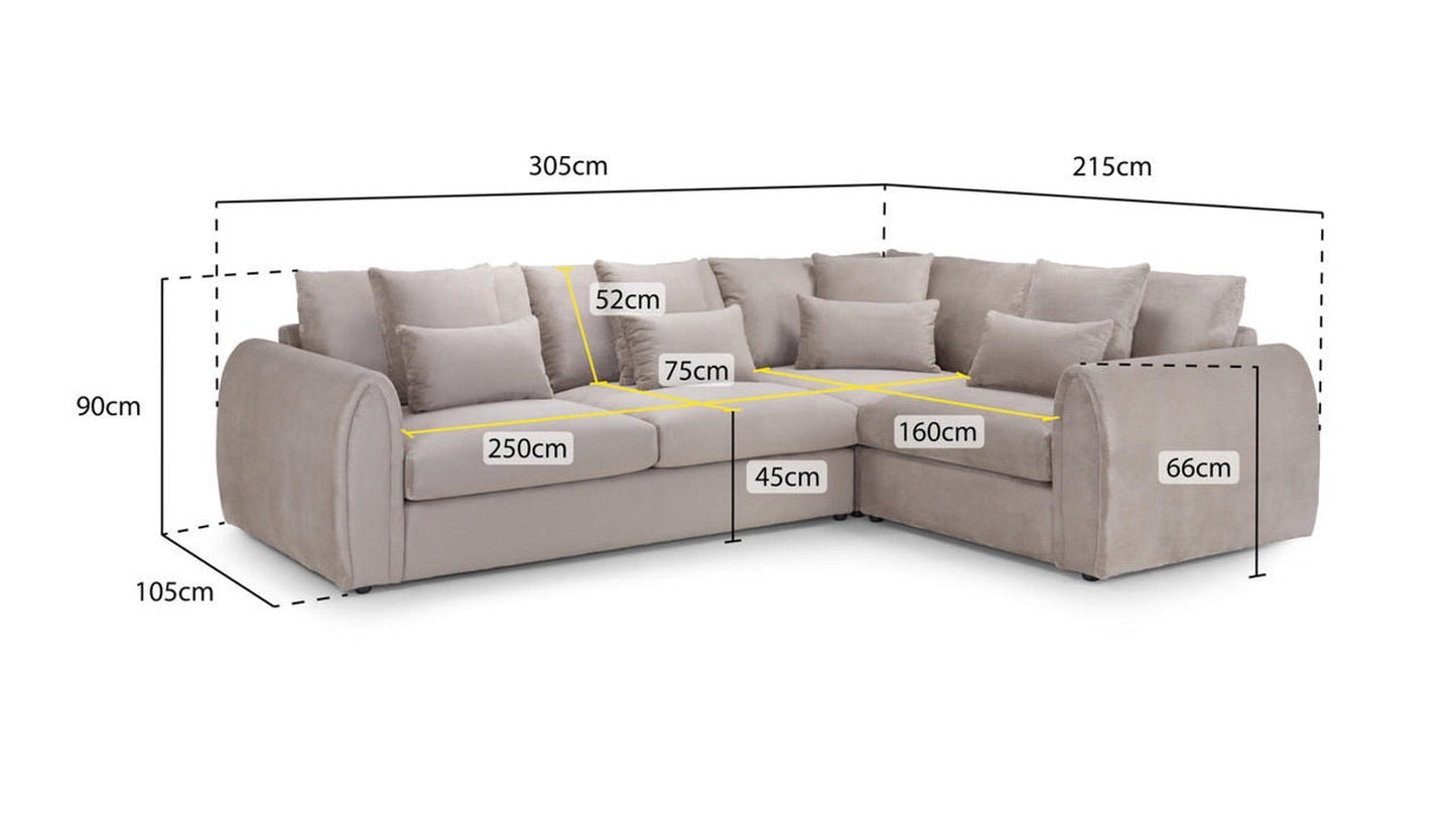 Bishop Corner Sofa (Available in Velvet Mocha or Grey)