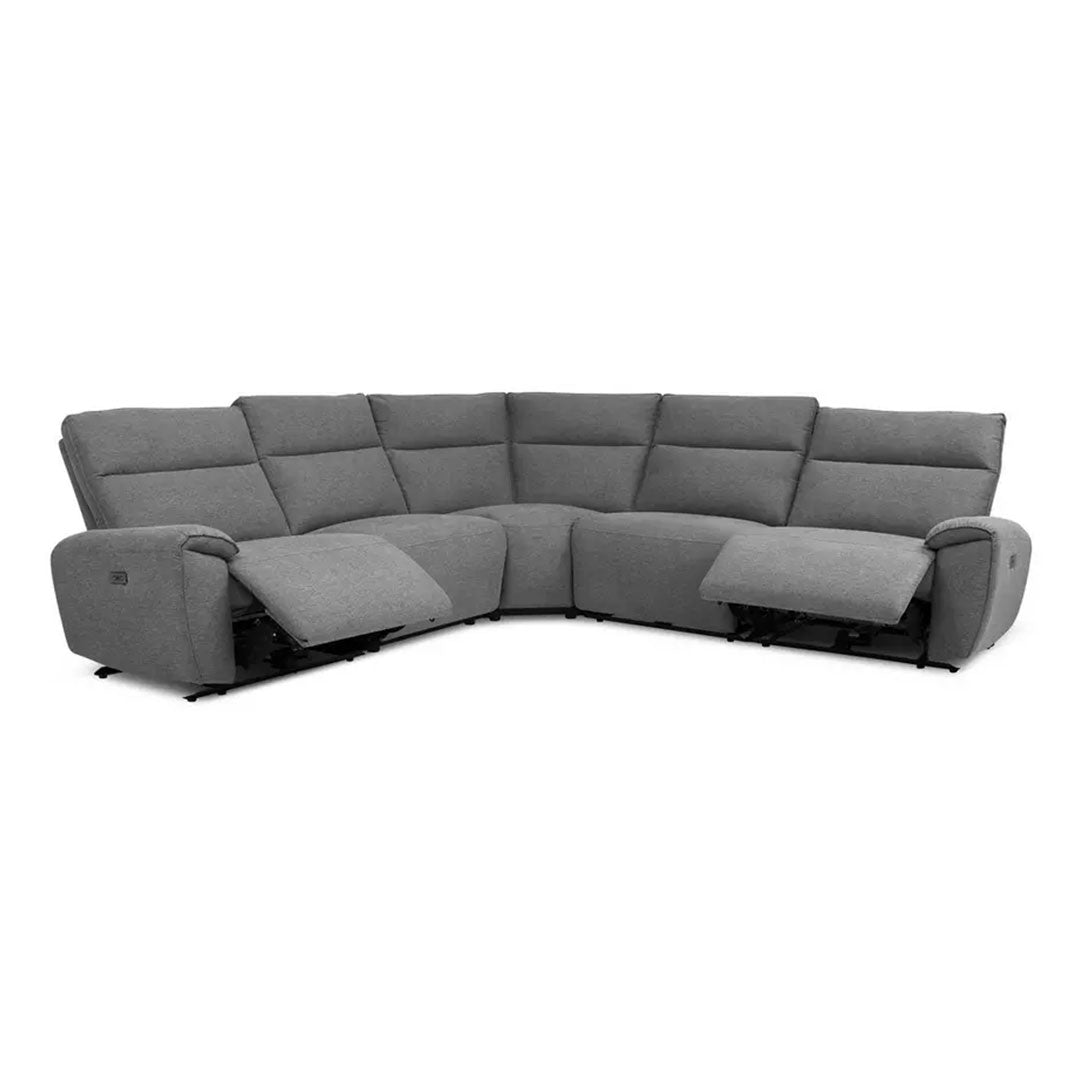 MNS Aussie Express Fabric Recliner Corner Sofa 2 Corner 2 Power Recliner