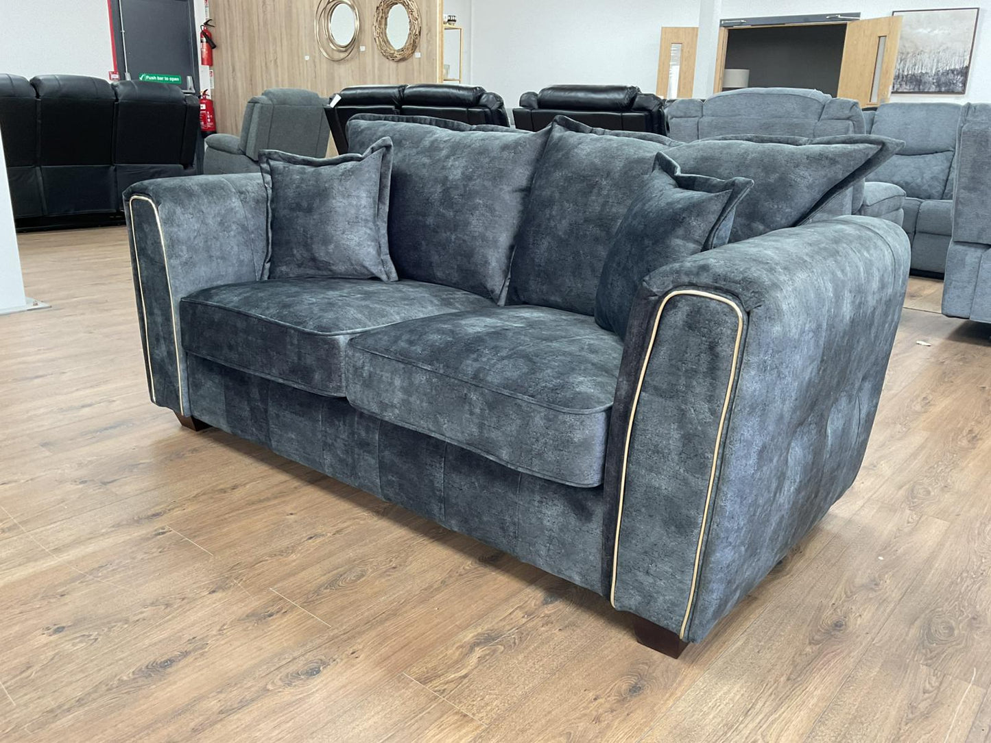 Venus 2 Seat Sofa (Available in Ashley Velvet Silver, Charcoal or Brown)