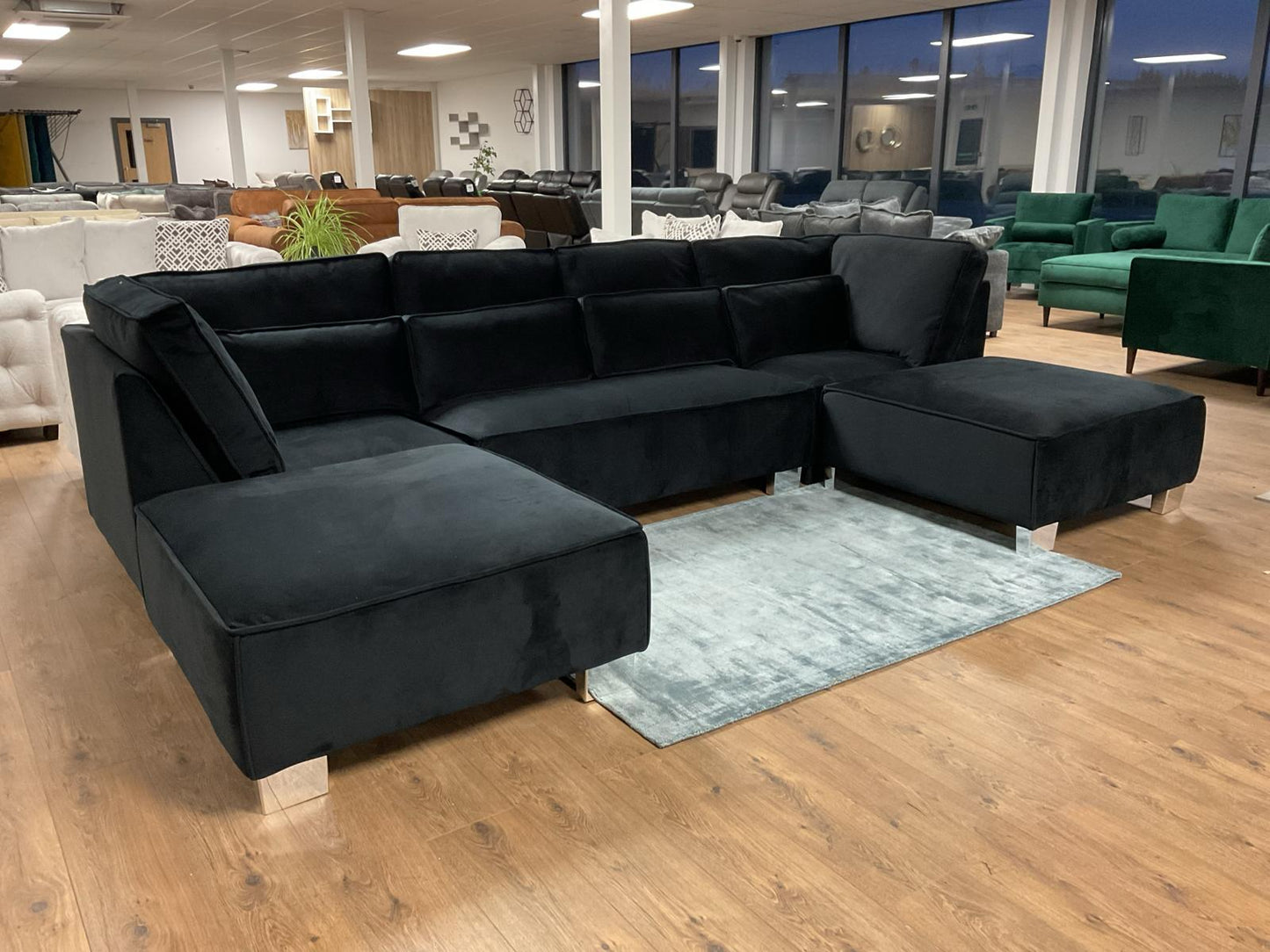 Belgravia U-Shape Sofa (Available in Plush Velvet Black, Cream or Grey)