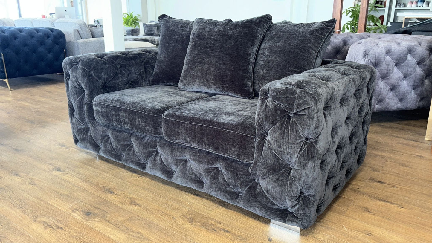 Chelsea 3 and 2 Seat Sofa Bundle Deal in Velvet Charcoal