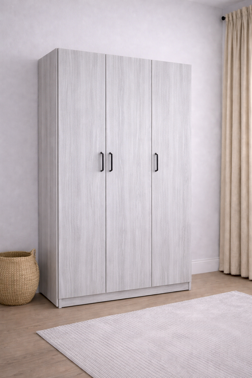 Economy 3 Door Wardrobe (Available in Light Grey, White, Oak or Dark Grey)