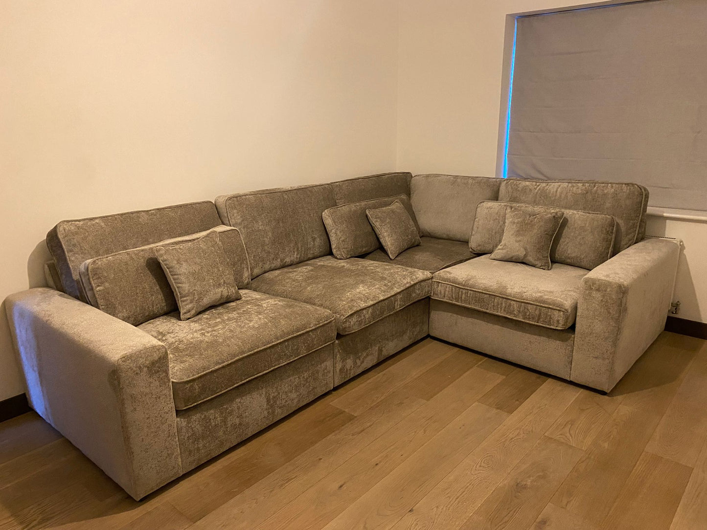 Lola Small Corner Modular Sofa (Available in Chenille Ivory, Mocha or Grey)