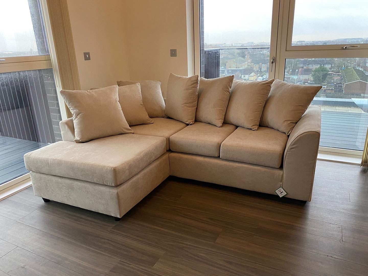 Harley Chaise Sofa in Beige Linen