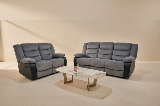 Rio Cord Fabric Recliner 3+2 Seater Sofa Grey