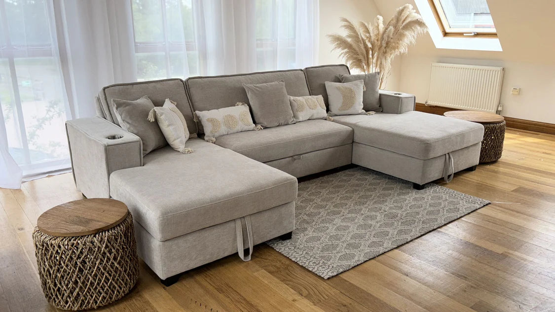 U Shape sofa bed With Cup holder