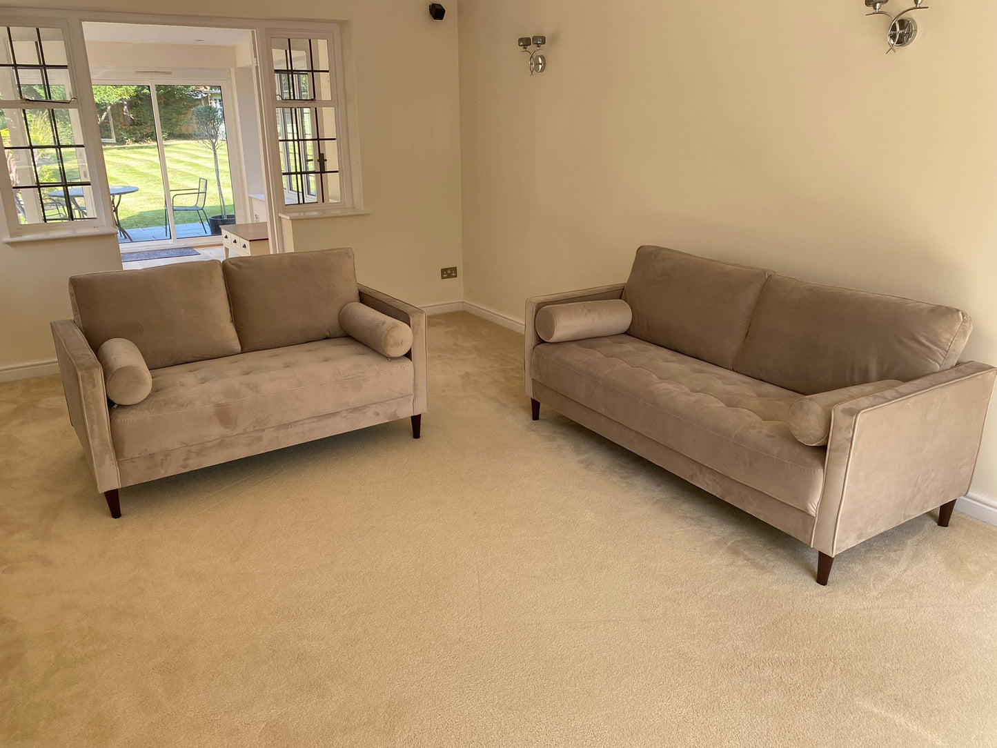 Brooklyn 3 and 2 Seat Sofa Bundle Deal (available in Plush Velvet Silver, Green, Blue or Beige)