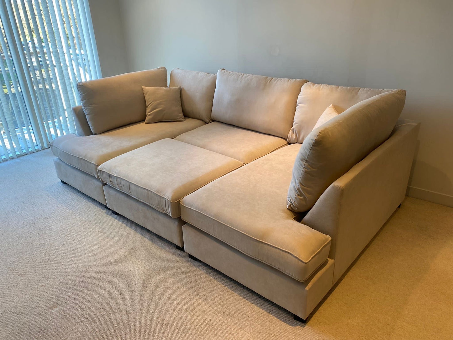 Westminster U-Shape/Cinema Sofa (Available in Plush Velvet Champagne, Plush Velvet Grey, Plush Velvet Black, Linen Beige, Linen Light Grey, Linen Charcoal, Boucle Cream or Boucle Grey)