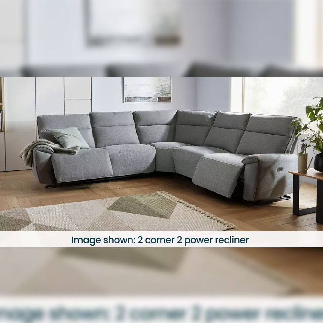 MNS Aussie Express Fabric Recliner Corner Sofa 2 Corner 2 Power Recliner