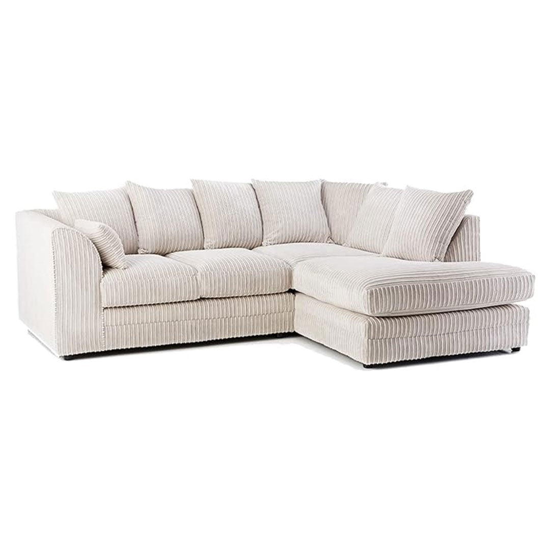 MNS Luxor Fabric Corner Sofa Cream | Soft Jumbo Cord 3-4 Seater Corner Sofa