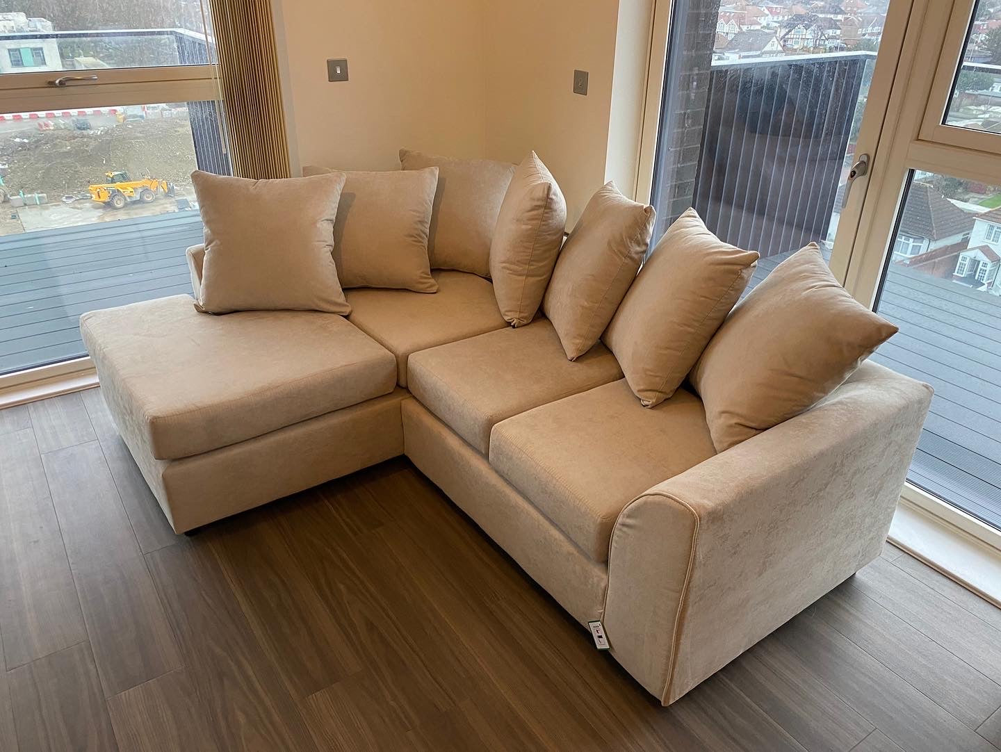 Harley Chaise Sofa in Beige Linen