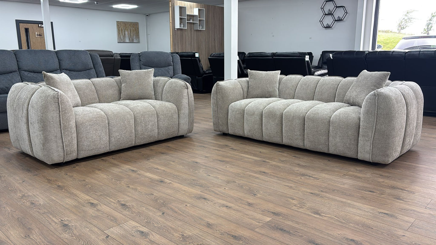 Veneto 3 Seat and 2 Seat Sofa Bundle Deal (Available in Chenille Olive, Beige, Grey or Brown)