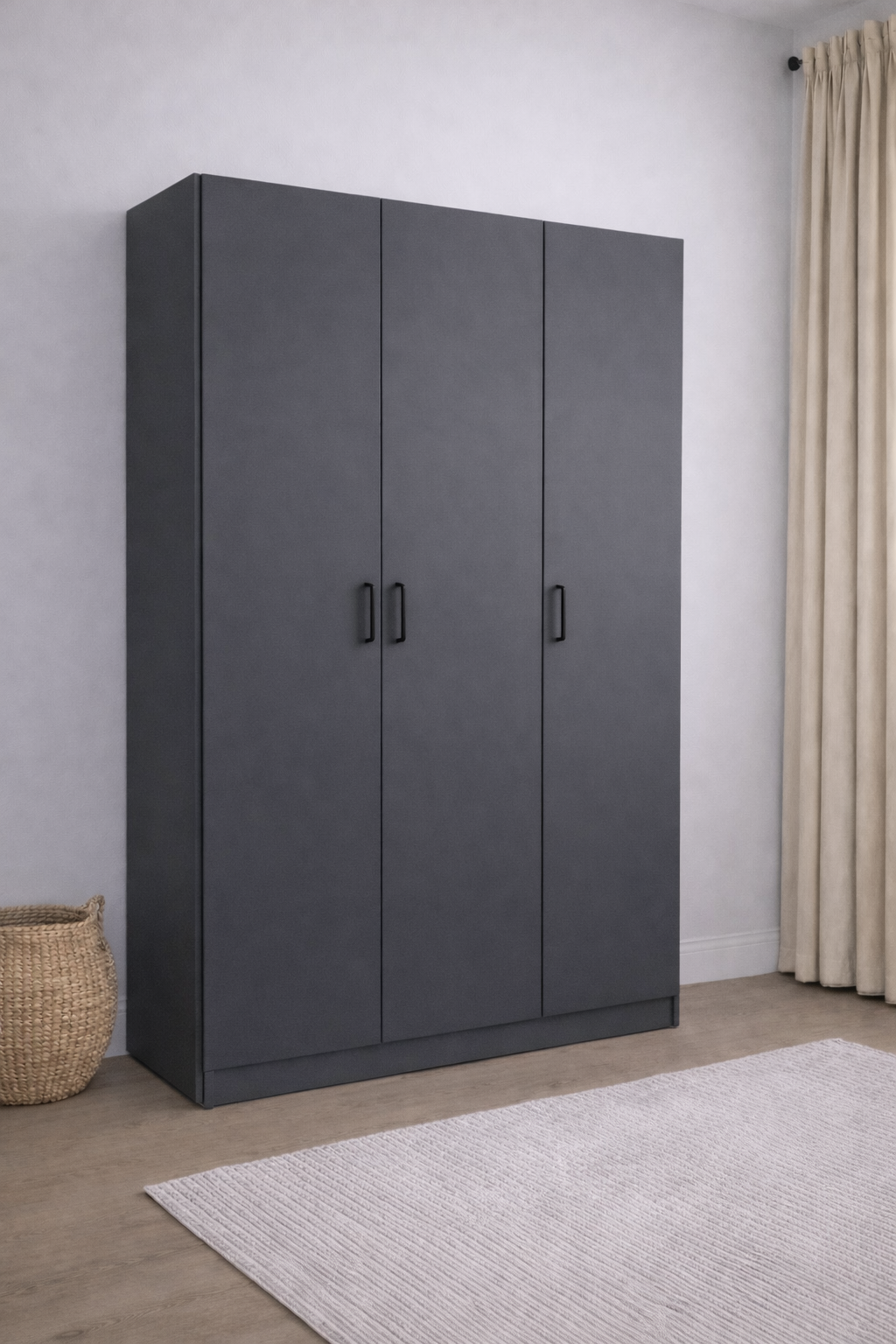 Economy 3 Door Wardrobe (Available in Light Grey, White, Oak or Dark Grey)