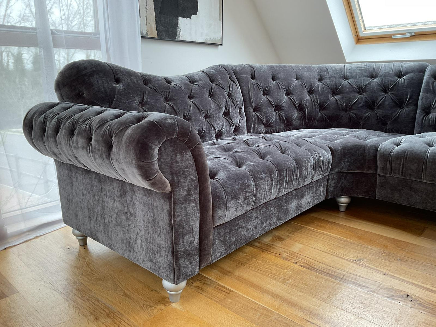 Calatrava Corner Sofa in Velvet Charcoal