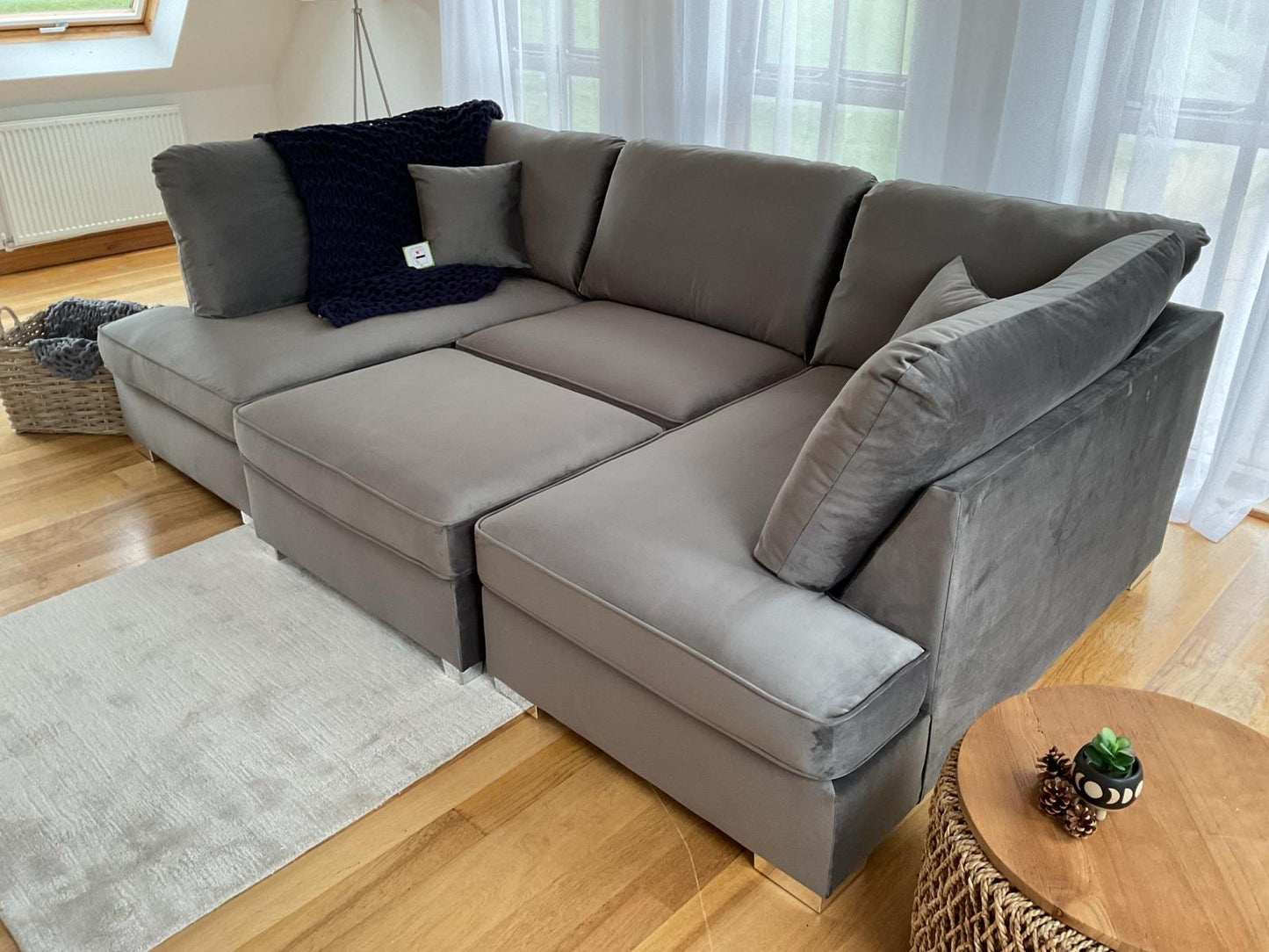 Westminster U-Shape/Cinema Sofa (Available in Plush Velvet Champagne, Plush Velvet Grey, Plush Velvet Black, Linen Beige, Linen Light Grey, Linen Charcoal, Boucle Cream or Boucle Grey)