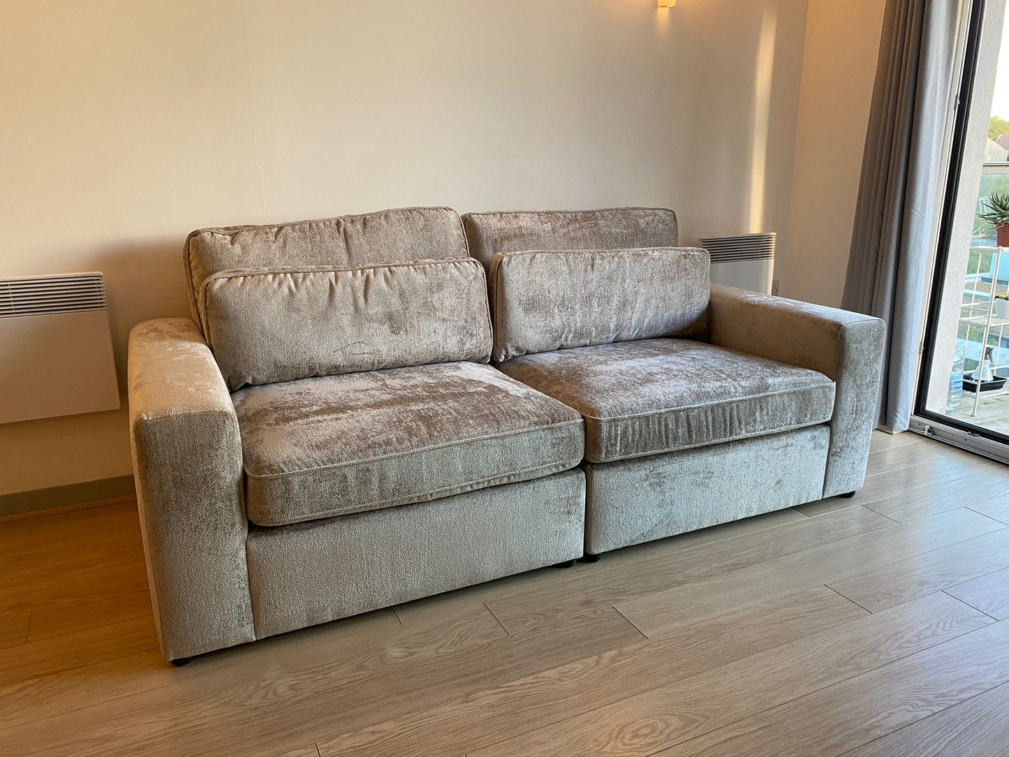 Lola 2 Seat Modular Sofa (Available in Chenille Ivory, Mocha or Grey)