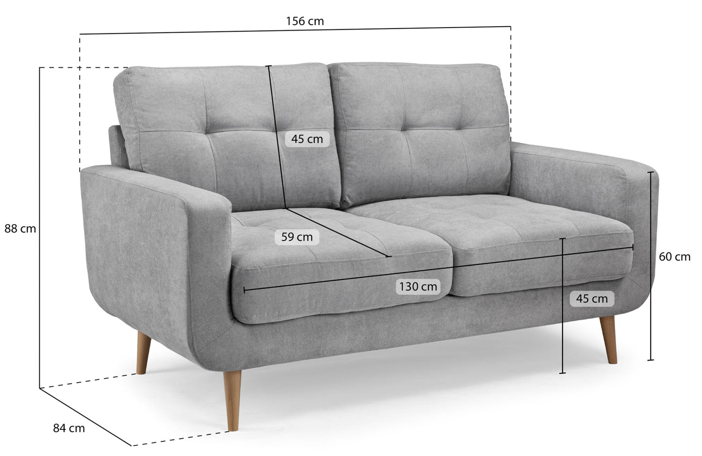 Repton 2 Seat Sofa in Grey Linen