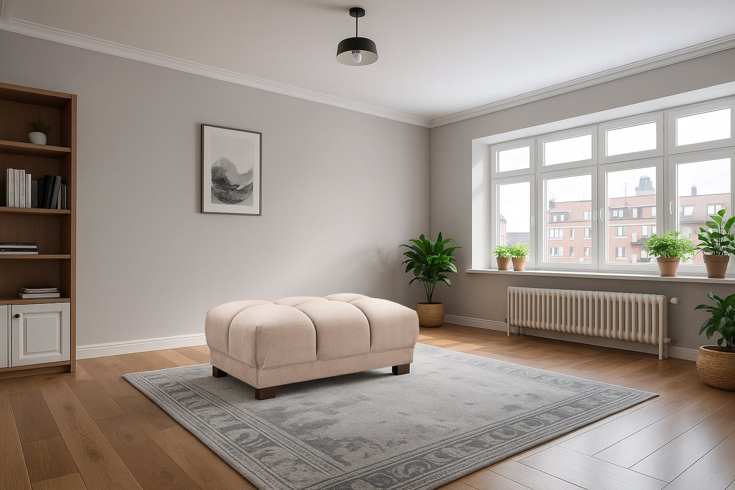 Stella Footstool (Available in Velvet Grey, Velvet Cream, or Velvet Mocha)