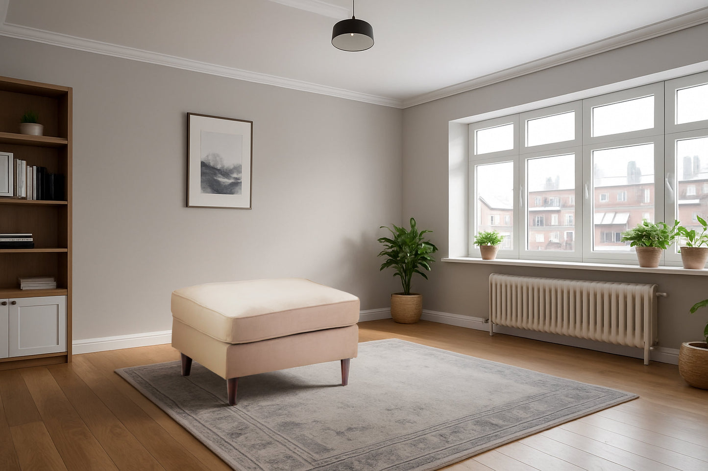 Brooklyn Footstool (available in Plush Velvet Silver, Green, Blue or Beige)