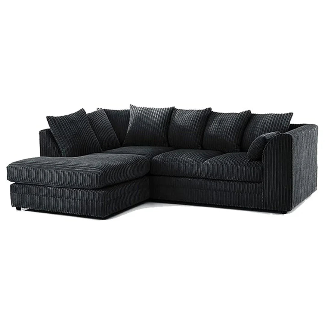 MNS Luxor Fabric Corner Sofa Chocolate | Soft Jumbo Cord 3-4 Seater Corner Sofa