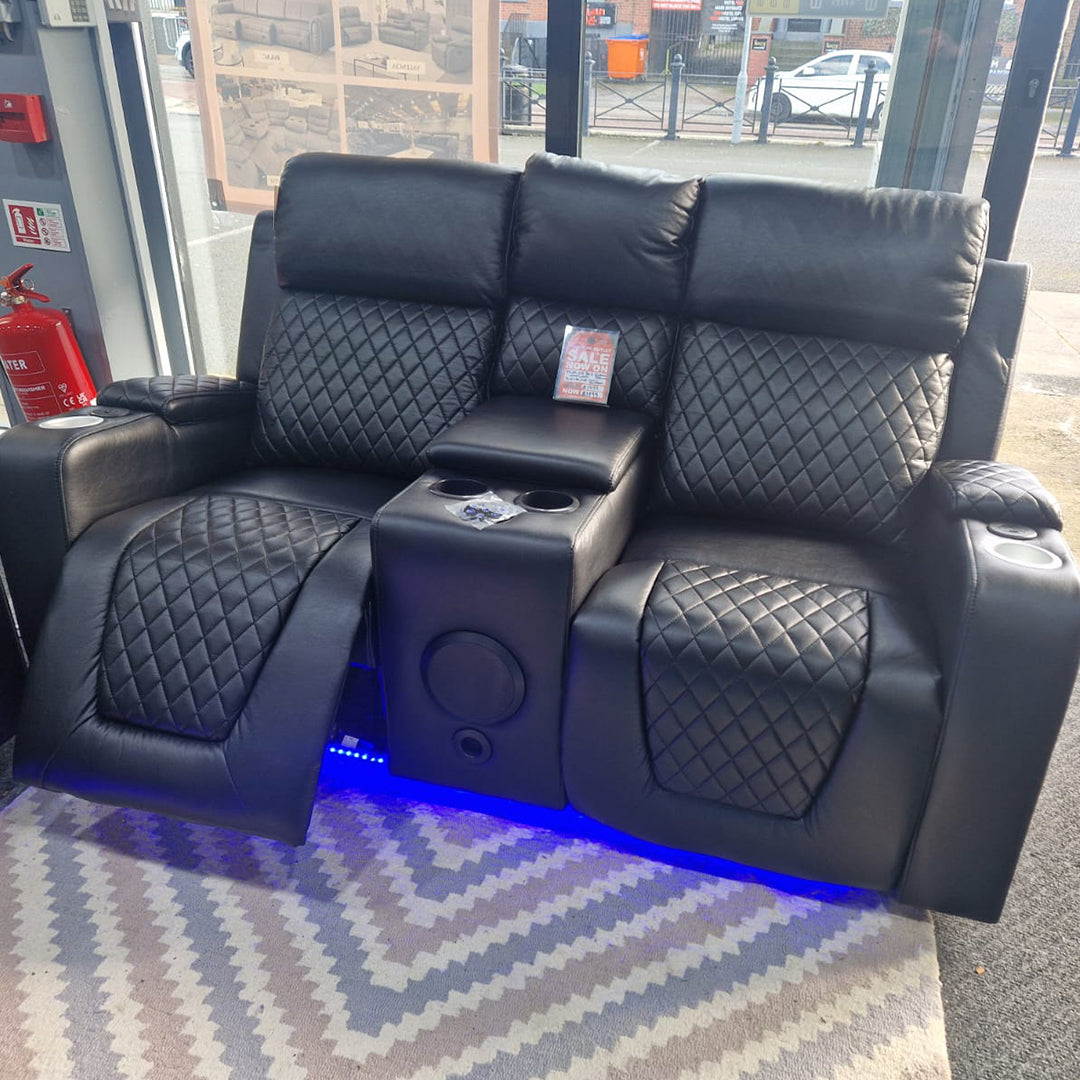 Florida Music Electric Recliners 3+2 Seater Leather Sofa (Black, Grey) Blutooth Speakers/LED LIGHTS/USB CHARGER