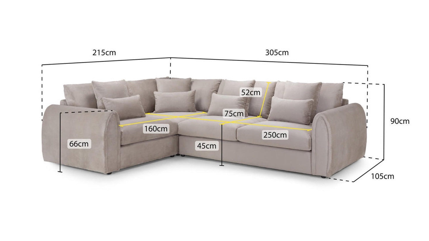 Bishop Corner Sofa (Available in Velvet Mocha or Grey)
